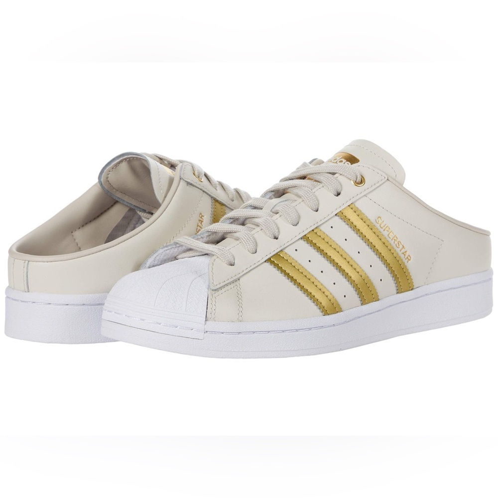 Adidas Superstar Mule Bliss Gold Metallic White Women’s 9 NWT FZ2267